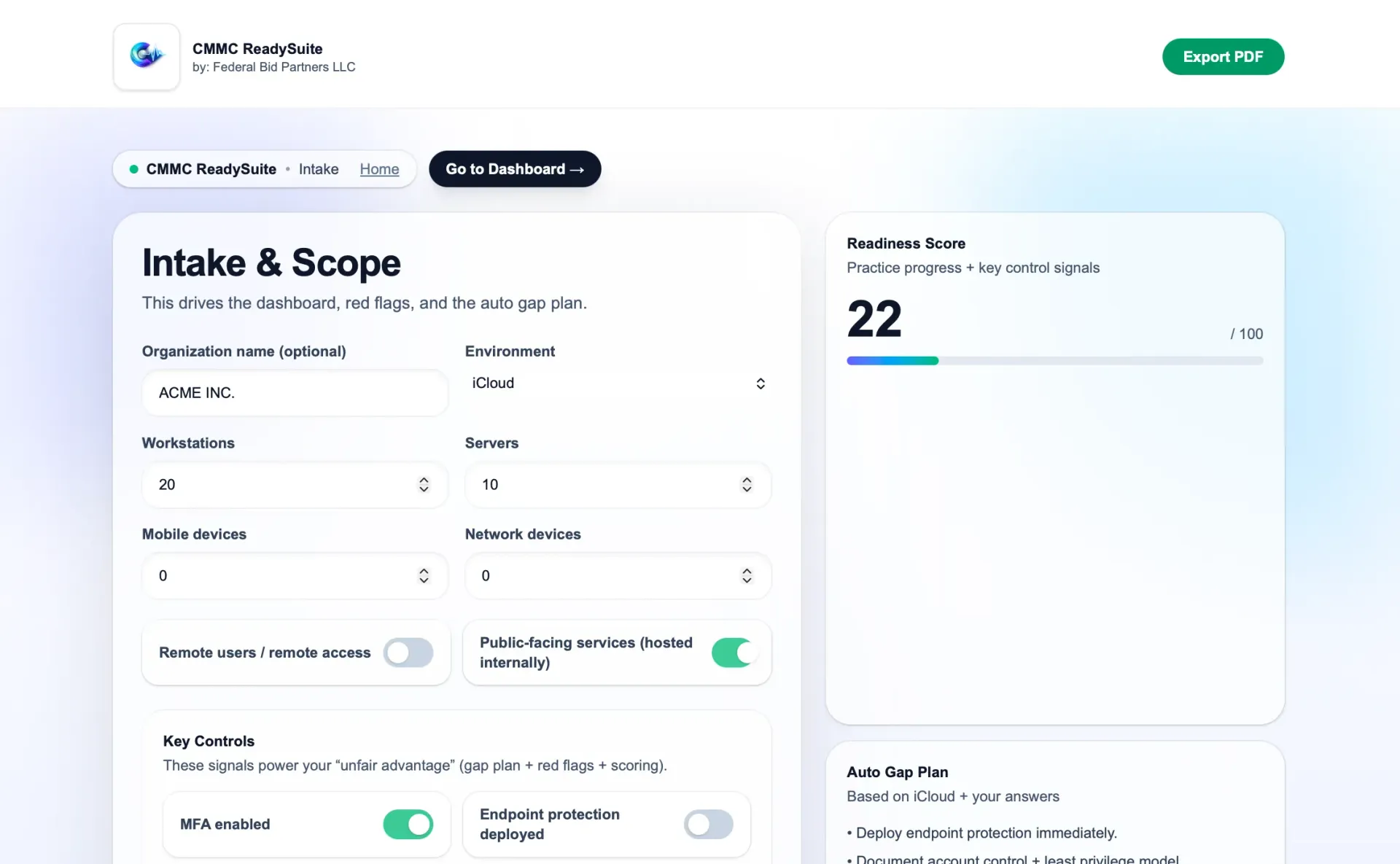 Intake and scope screenshot