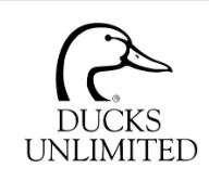 The logo for Ducks Unlimited, featuring a black silhouette of a duck head above the text 