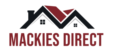 Logo with a house graphic in black and maroon over text reading 