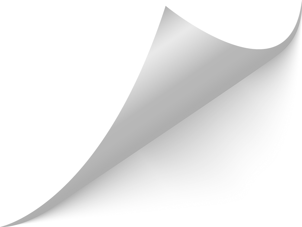 A curled corner of a white page, casting a gray shadow.