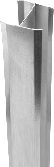 Close-up of a metallic gray corrugated sheet with a folded seam and open edge