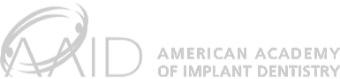 AAID logo with intertwined lines and text: American Academy of Implant Dentistry.