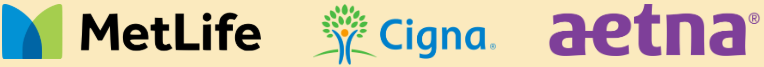 Logos of MetLife, Cigna, and Aetna.