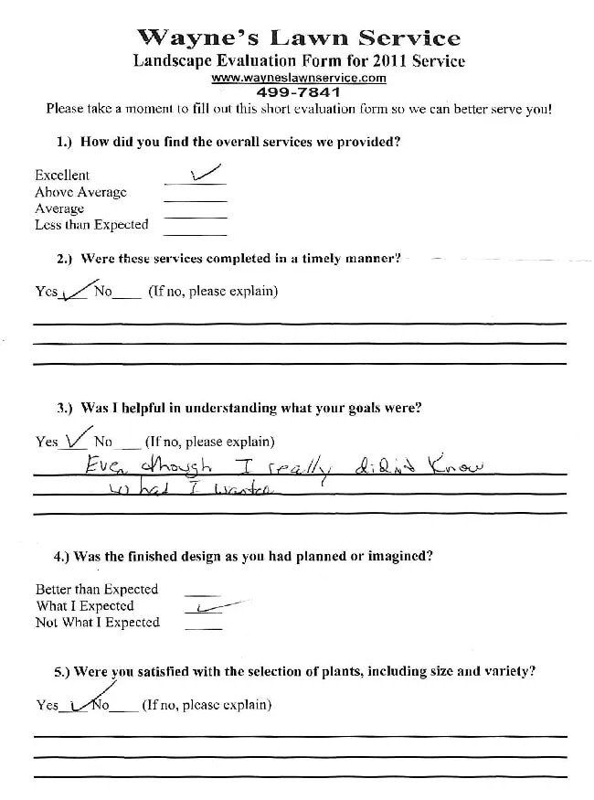 A customer satisfaction survey from 