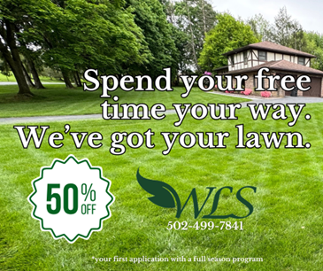 A sign that says spend your free time your way we 've got your lawn