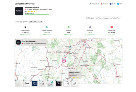 Screenshot of a map with data overlaid, showing a route highlighted within a geographical area.