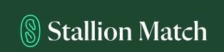 The logo for stallion match is on a green background.