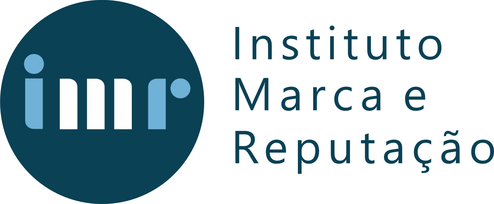 O logotipo do instituto marca e reputação é azul e branco