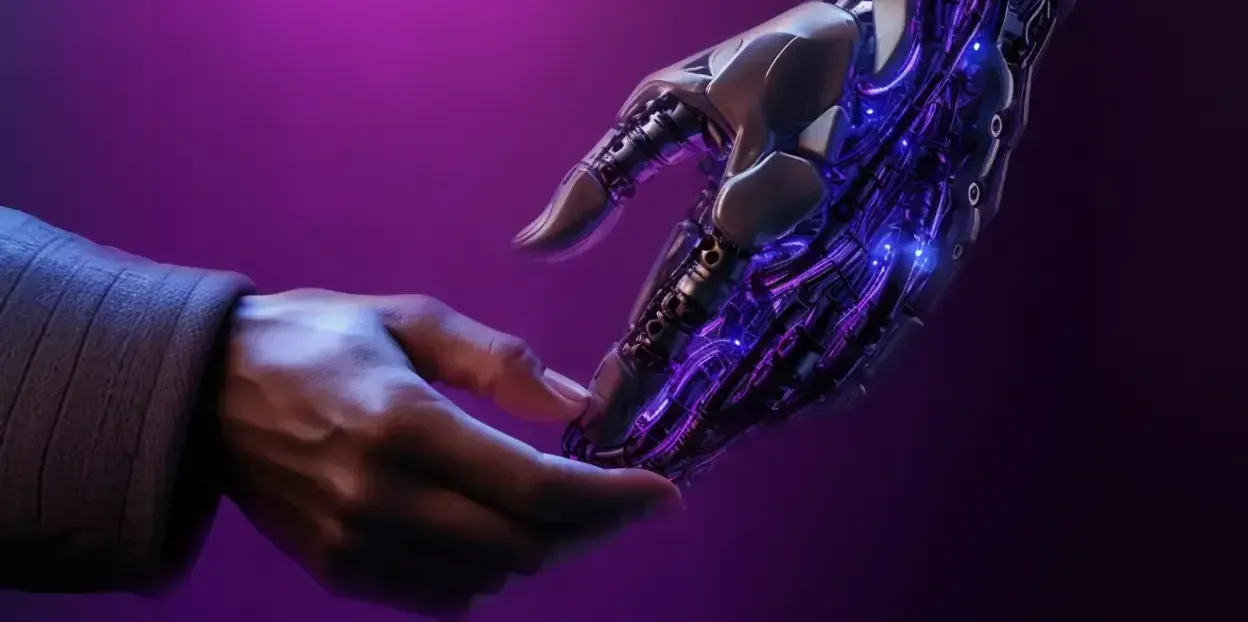 Mão humana e mão robótica - 