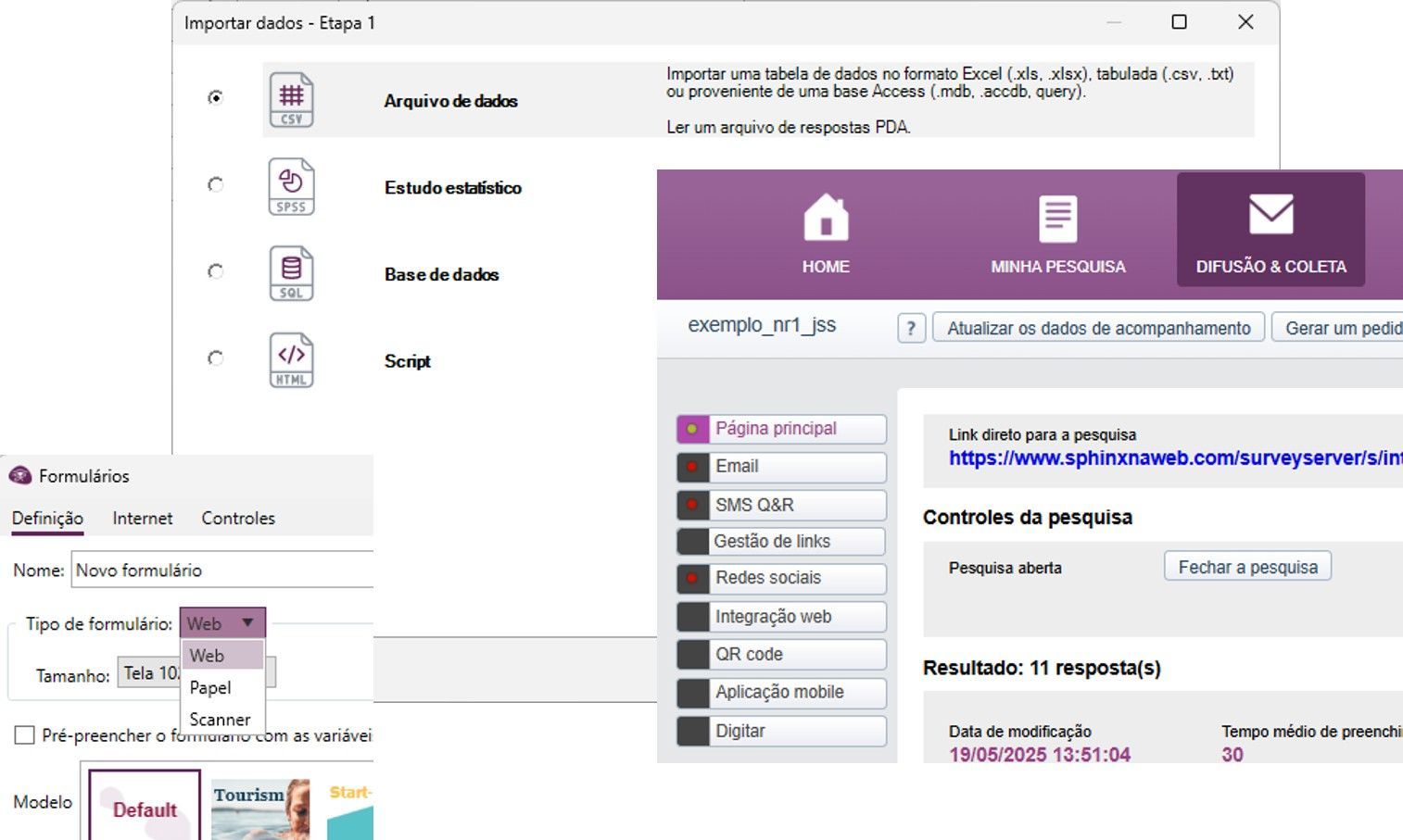 Melhor Software de Pesquisa: Canais de coleta
