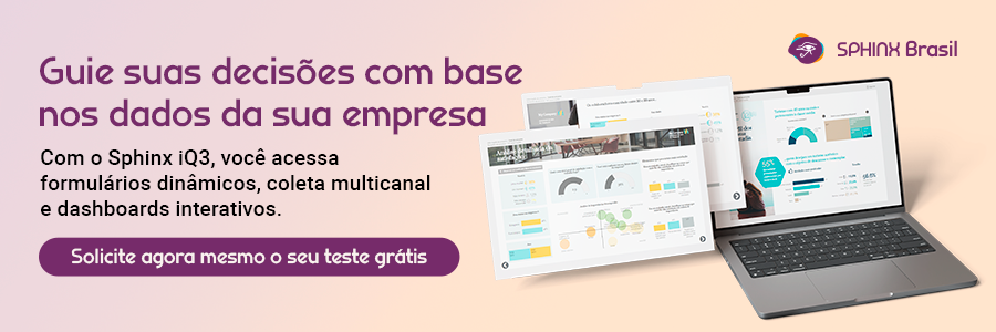 O Sphinx iQ3 é um software que permite criar, aplicar, cruzar e interpretar dados com profundidade e agilidade. Seu diferencial está na integração entre coleta, análise estatística e visualização em uma única plataforma.