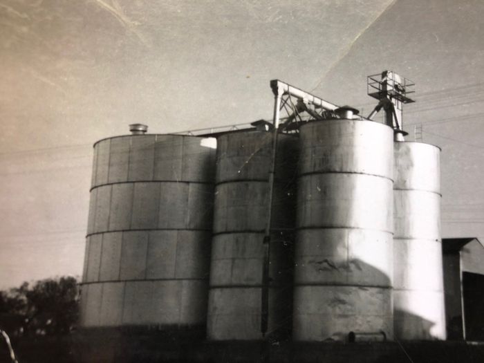 Original Grain Bins and Elevator 1958— LaCoste, TX — R.J. Mangold Grain Company