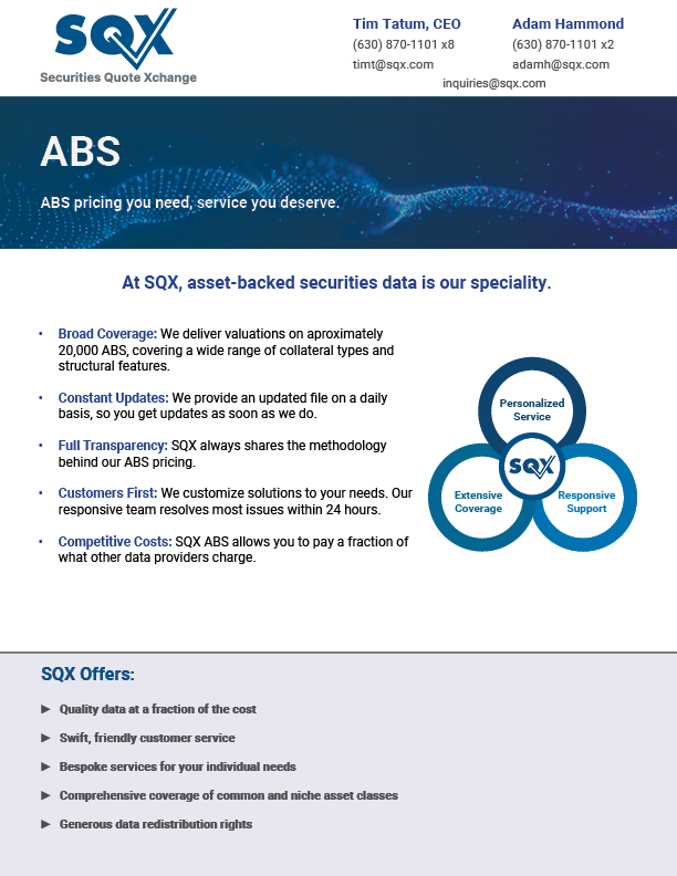 A brochure for sqx abs is shown on a white background.