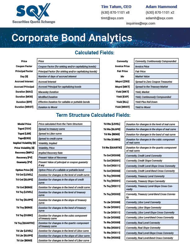 SQX - Bond-Analytics/Data-Sheet