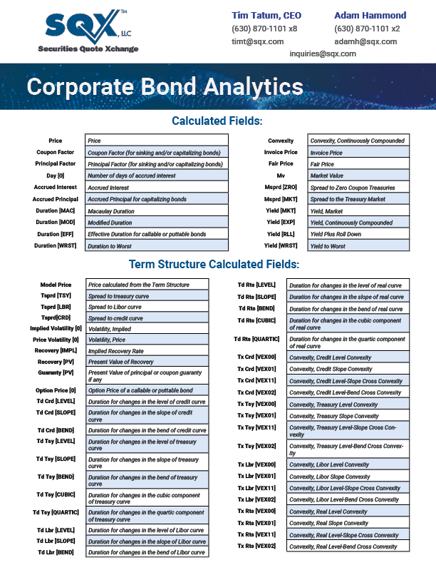 SQX - Bond-Analytics/Data-Sheet
