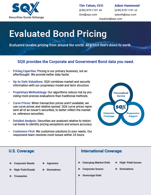 The fact sheet for SQX corporate bonds pricing.