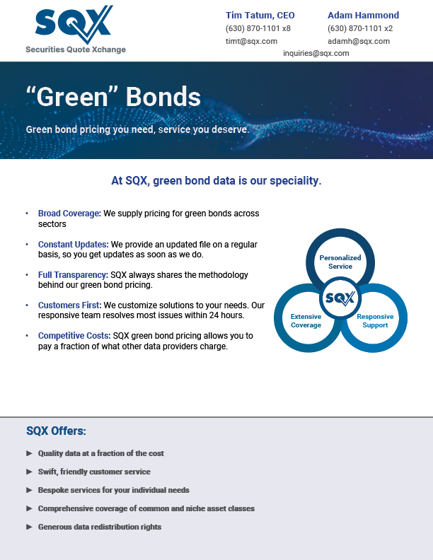 A brochure for sqx green bonds.