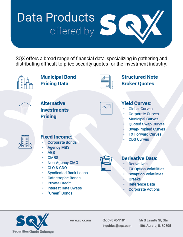 Data products offered by SQX