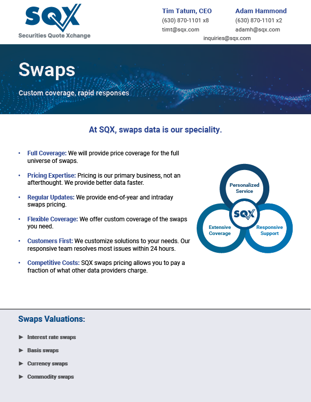 A brochure for sqx swaps.
