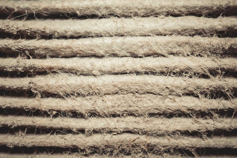 Filter with lots of dust and debris Filter with lots of dust and debris