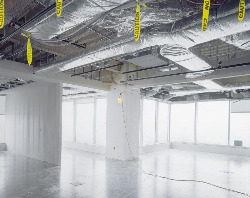 Ductwork in the building under construction