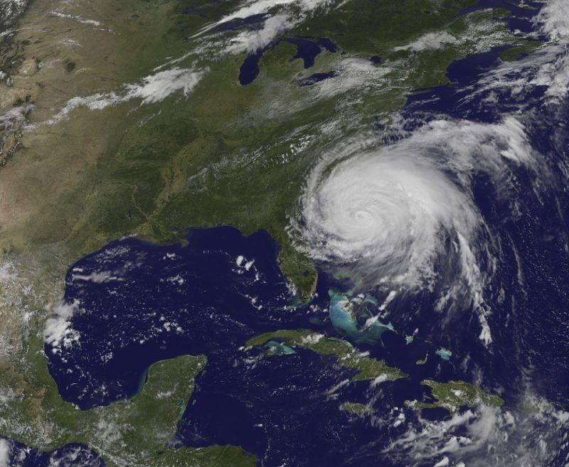 Satellite view of a hurricane over Florida