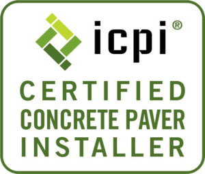 A logo for a certified concrete paver installer