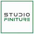 Logo verde e grigio “Studio Finiture” con foglia e slogan “Superfici continue eco-sostenibili”