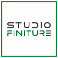 Logo verde e grigio “Studio Finiture” con foglia e slogan “Superfici continue eco-sostenibili”