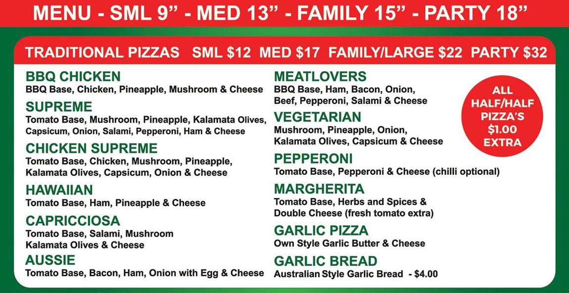 pizza on finnegan menu