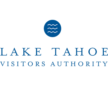Lake Tahoe Visitors Authority logo with blue circle and water waves icon above text.