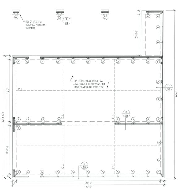 A&A Engineering - Red Barn with partially enclosed lean-to and multiple foundations image 2