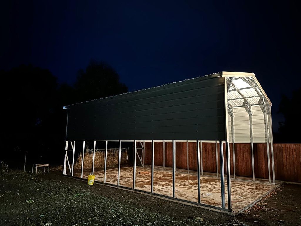A&A Engineering - Carport with a 6' partial enclosure on the side walls and rear wall image 3