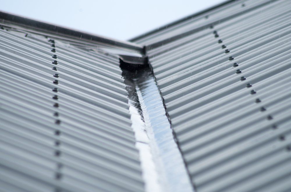 Corrugated Roof While Raining — Gutter & Roof Repairs in Wollongong, NSW