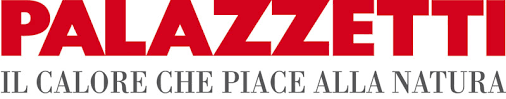 Logo of PALAZZETTI. The top text is red and the bottom text is gray. It reads
