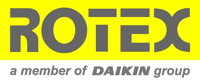 Logo ROTEX in caratteri grigi su sfondo giallo con la scritta