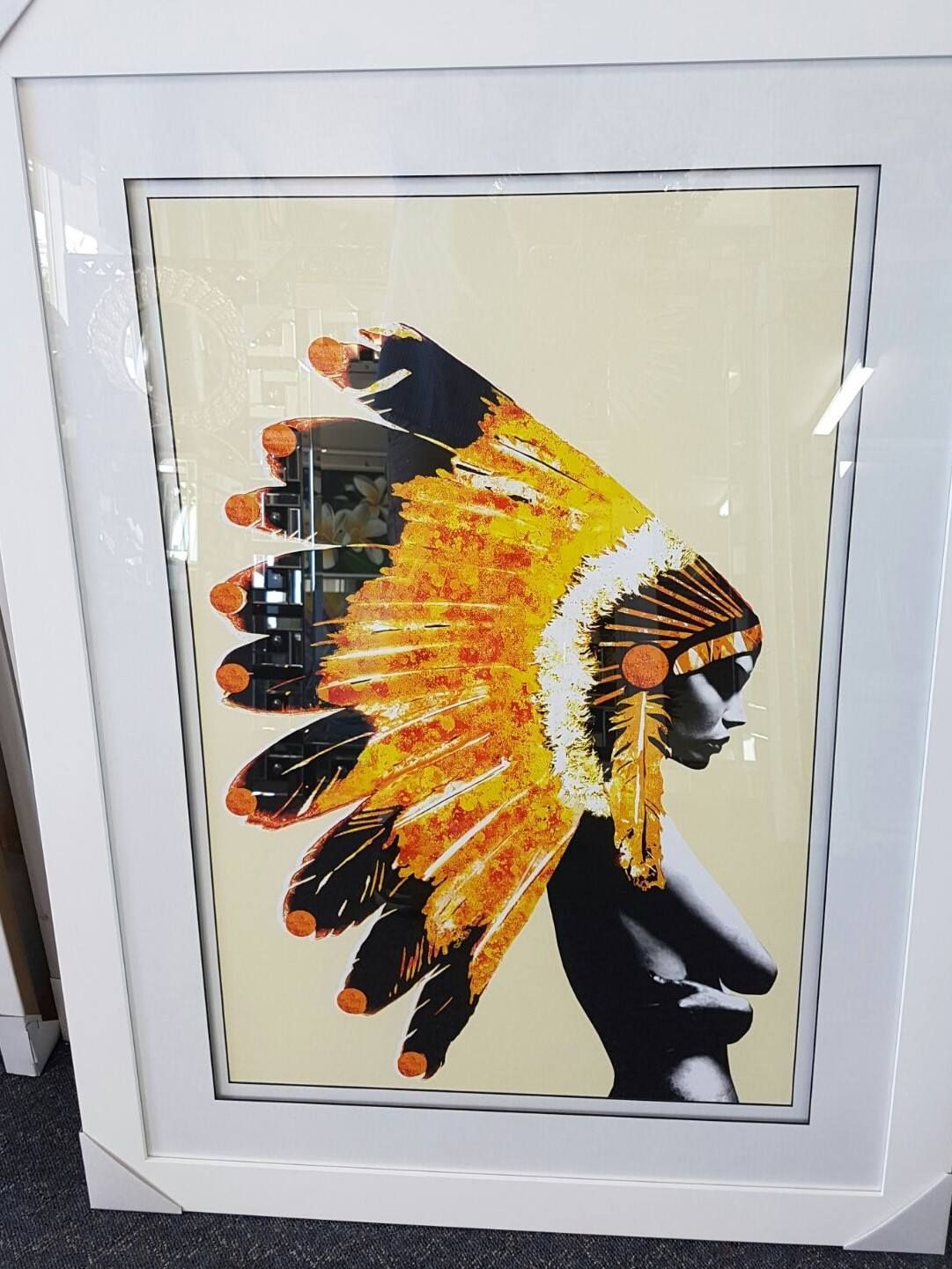 Ethnic Painting Gold Feather — Gold Coast, QLD — Picture & Art Warehouse
