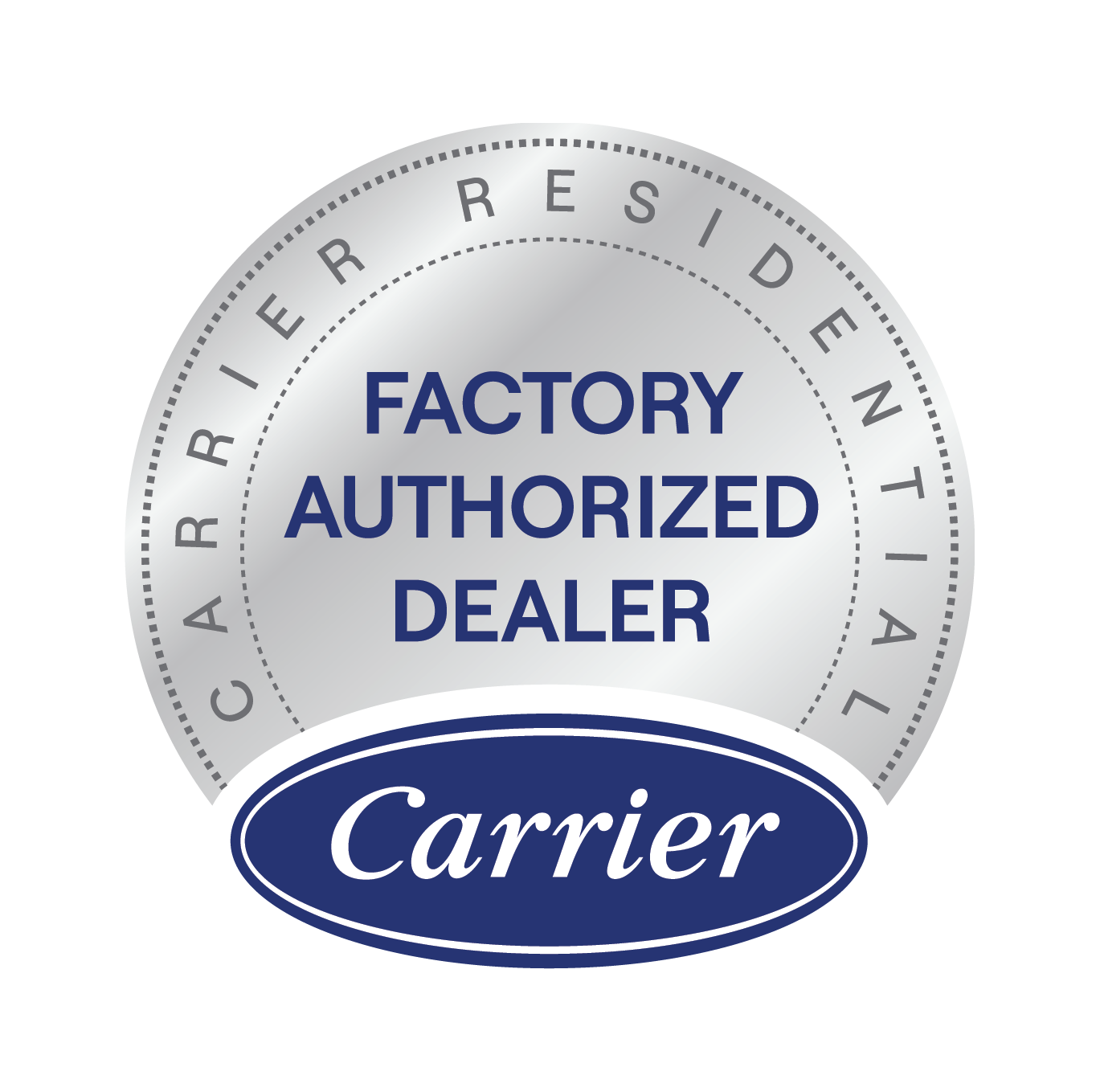 A carrier factory authorized dealer logo on a white background