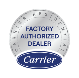 A carrier factory authorized dealer logo on a white background