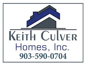 Logo for Keith Culver Homes, Inc., featuring a stylized blue and gray house silhouette, with company name and phone number.