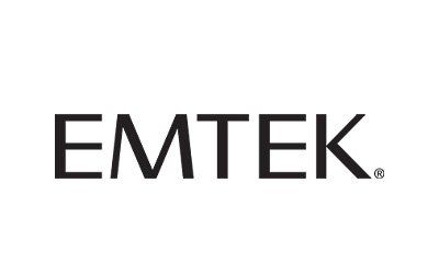 A black and white logo for emtek on a white background.