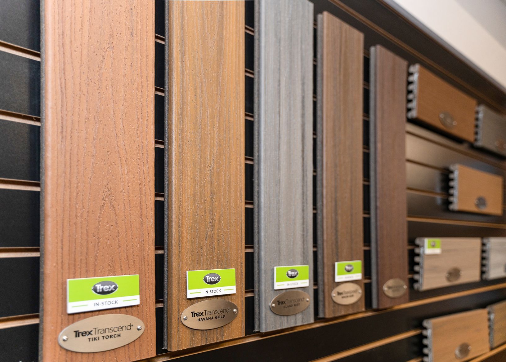 A display of different types of wood in a store