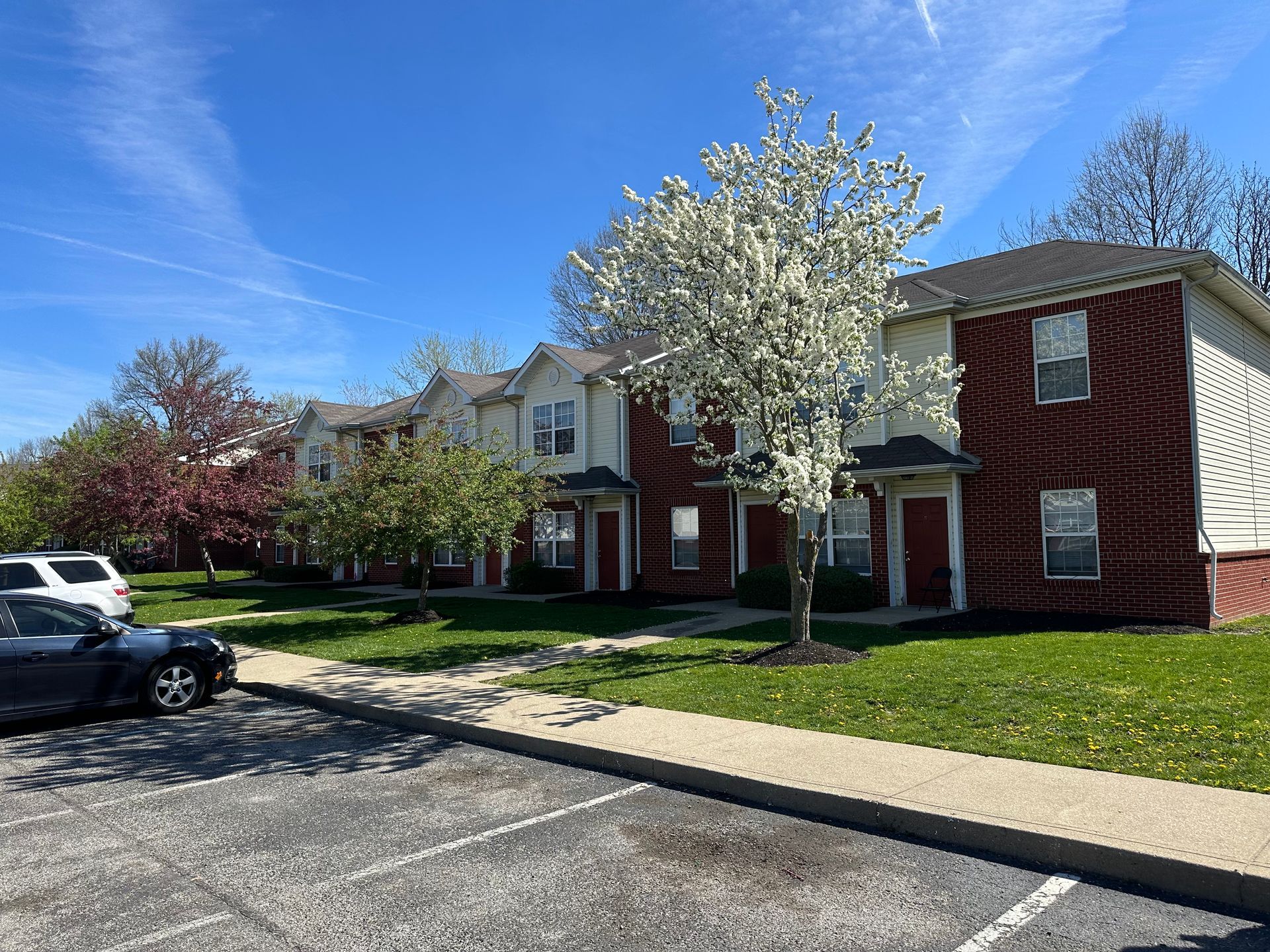 apartment building from parking lot area