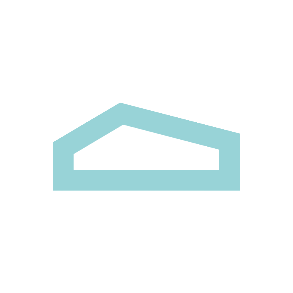 Light blue stylized house outline.