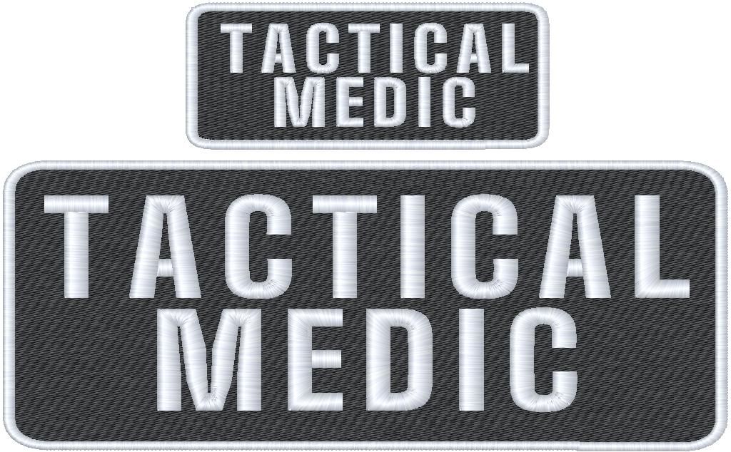 TACTICAL MEDIC Embroidery Patch Set: Hook Backing, Black Background,White Letters
