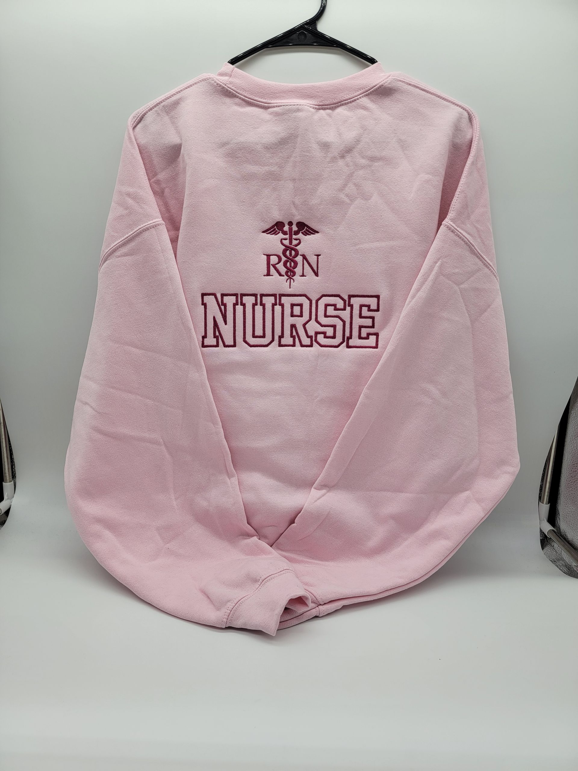 NURSE with RN Caduceus Emblem  Custom Embroidered Sweatshirt or Hoodie