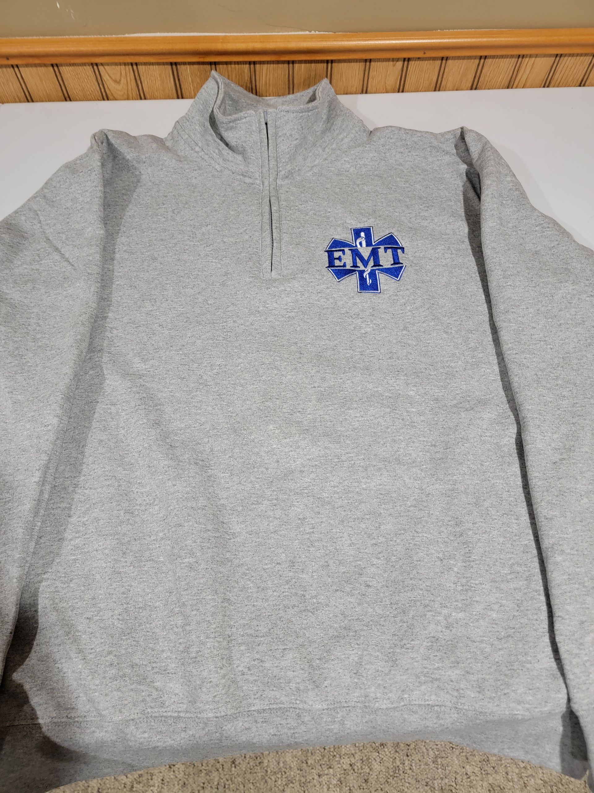 Personalized EMT/EMS/PARAMEDIC with Text 1/2 Zip JOB SHIRT