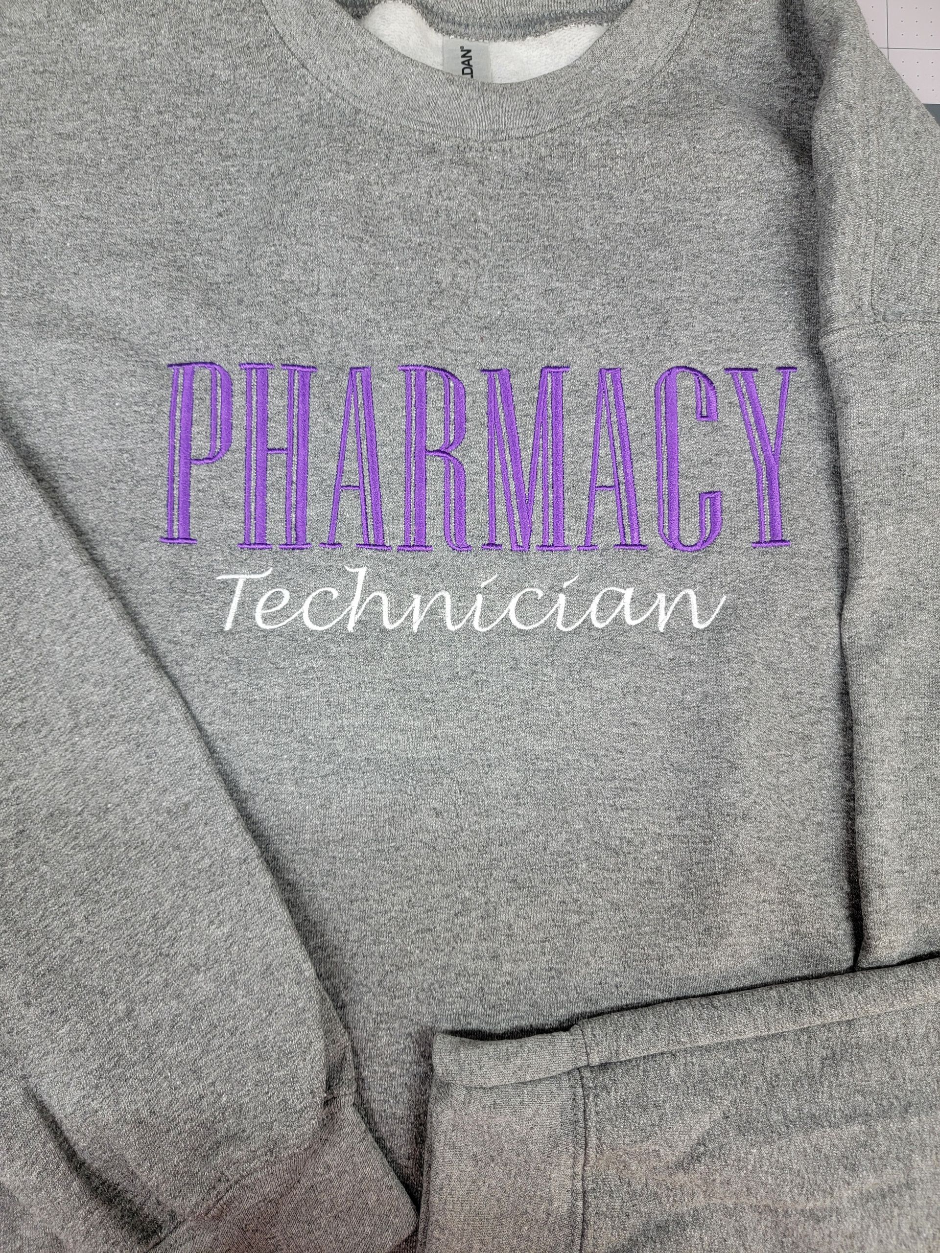 Custom Embroidered Pharmacy Technician Sweatshirt or Hoodie