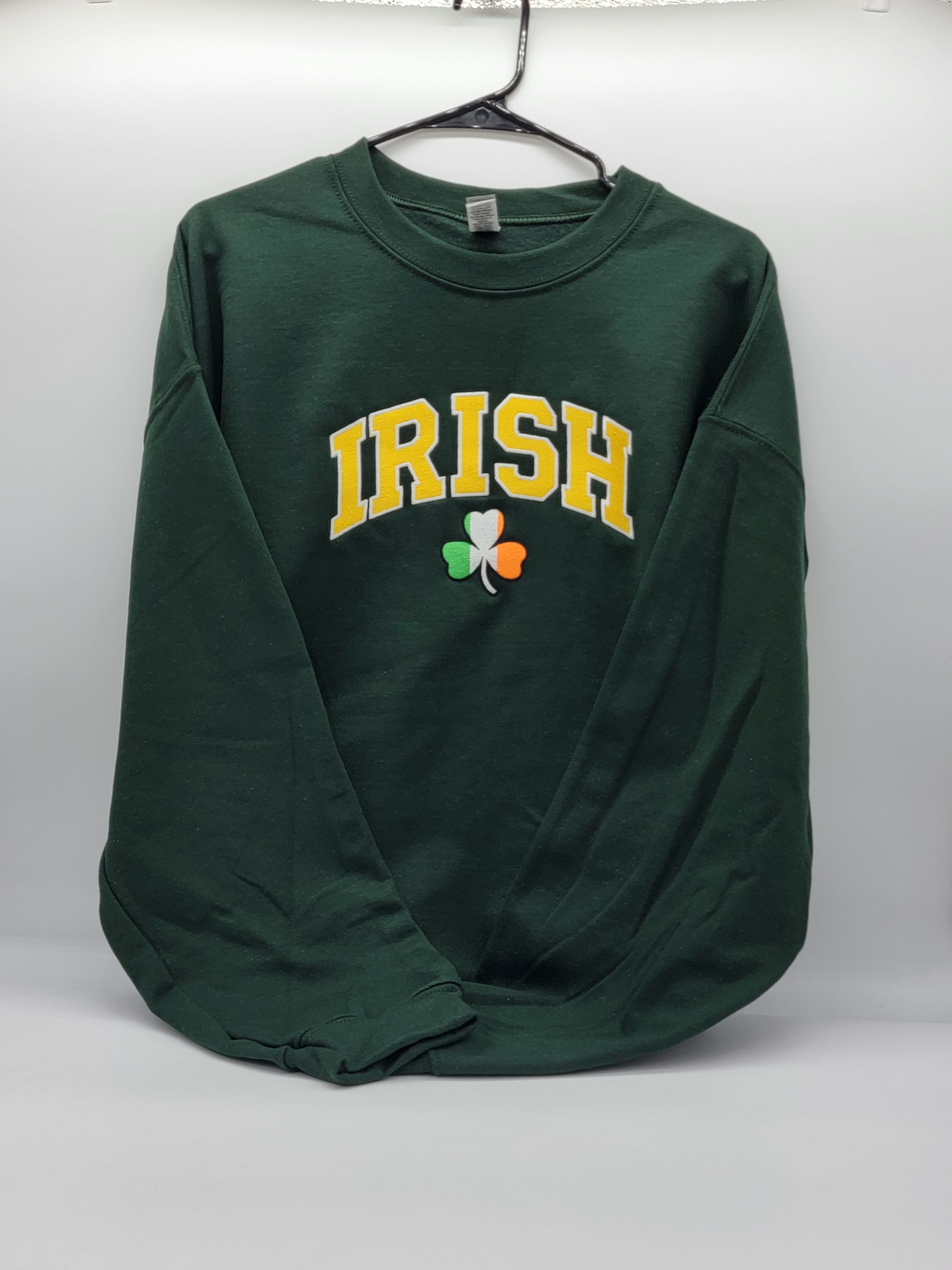 Embroidered Irish Sweatshirt or Hoodie - Celebrate your Irish Heritage - Great Irish Gift - Custom Embroidered IRISH Flag Clover, New & Improved Design -  Irish Shirt