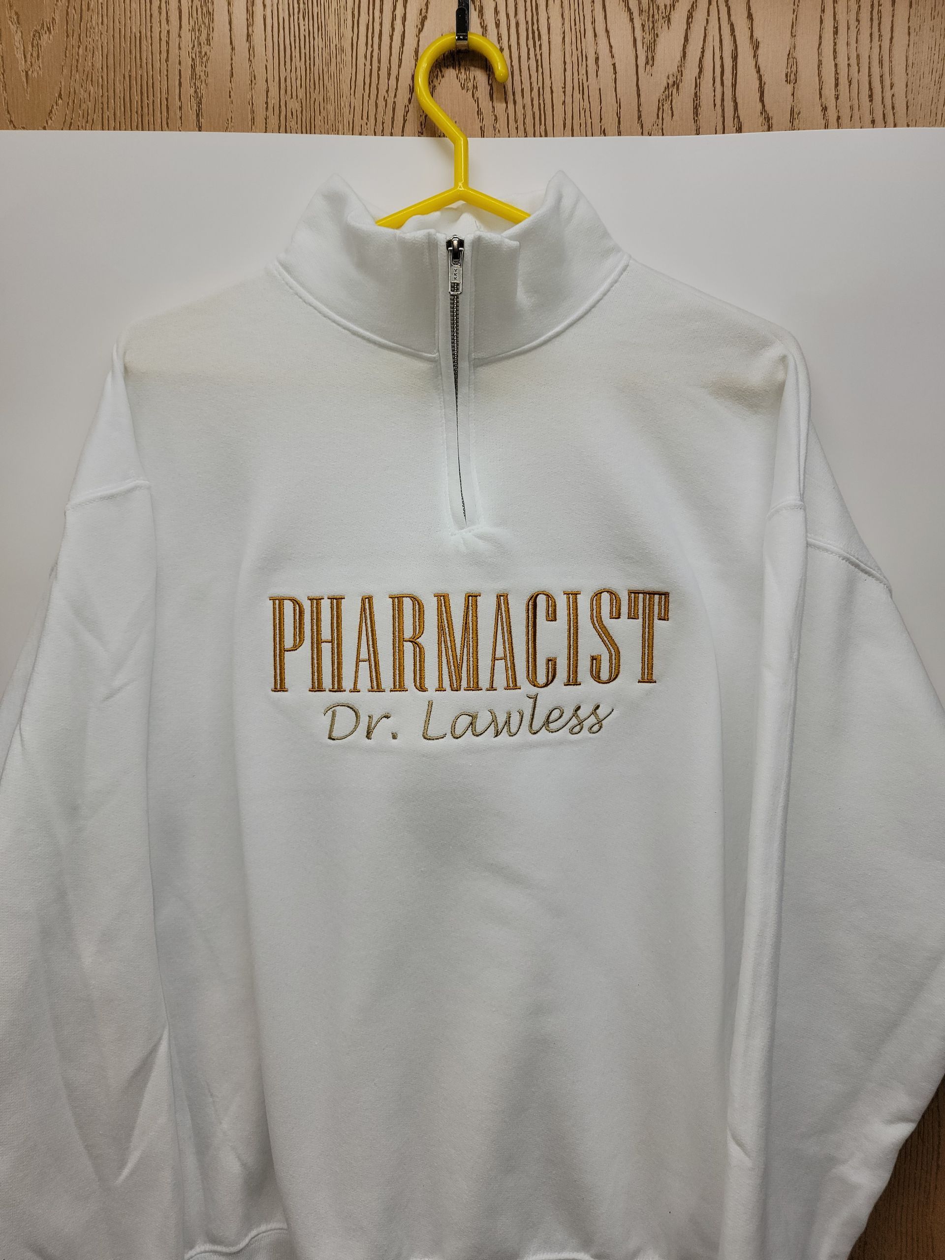 Pharmacy Technician, Pharmacist,  Embroidered 1/4 Zip Sweatshirt